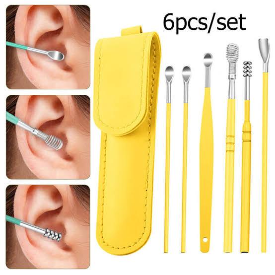 Ear Wax Cleaning Kit, 6 Pcs Ear Pick Tools, Wax Removal Kit, Ear Cleaning Tool Set, Spring Earwax Cleaner Tool Ear Wax Remover( Random Color)